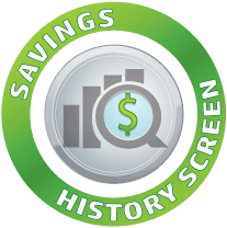 W.E.T. savings history screen totalling the salt and water saved